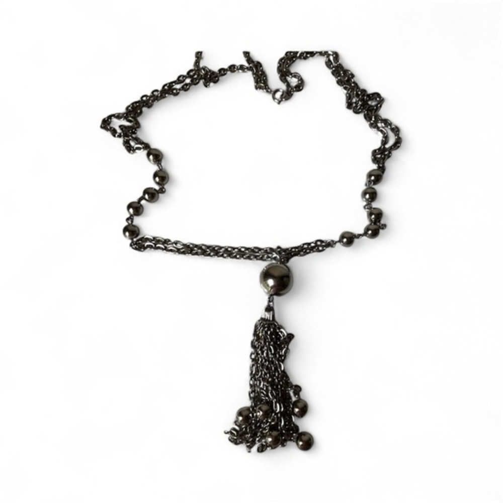 Elegant Silver Necklace with Tassel